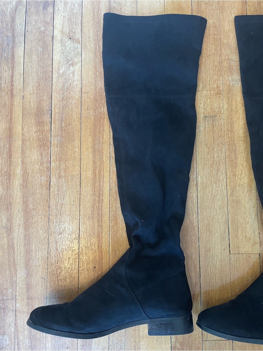 Steve Madden Black Over-the-Knee Suede Flat Boots